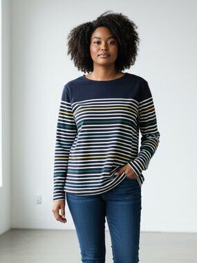 Talbots Womens Long Sleeve Multicolor Striped Top Size 2X